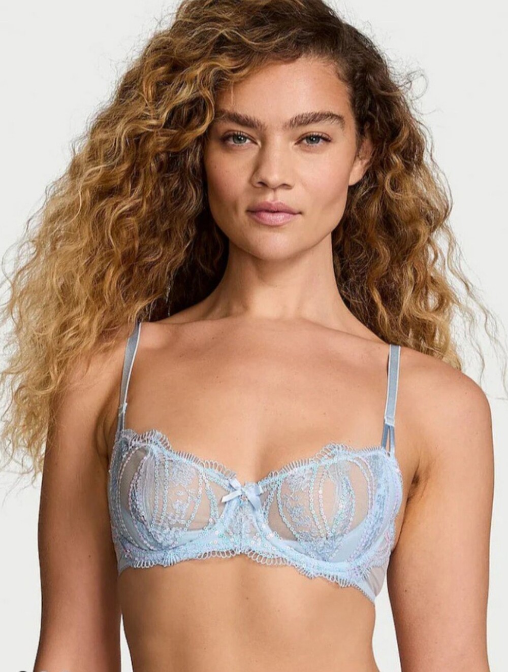 Victoria's Secret Light Blue Lace Sequin Underwire Bra, Size 40C